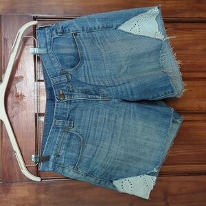 J. Crew Vintage boyfriend fit jean shorts with lace inset